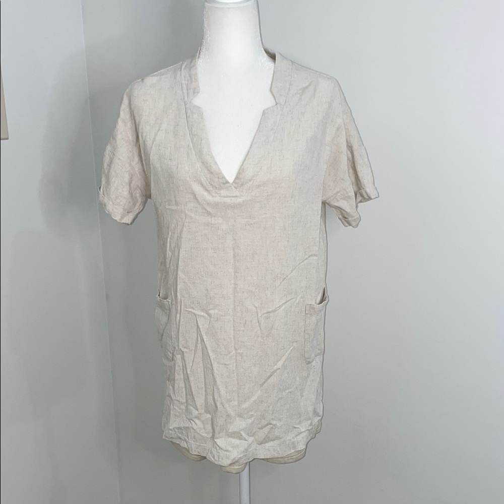 Altar'd State Tan Short Sleeve Relaxed Blouse